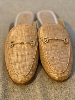 Sam Edelman Linnie Bit Mule in Buff/Tan Raffia Size 7.5-New, Never Worn